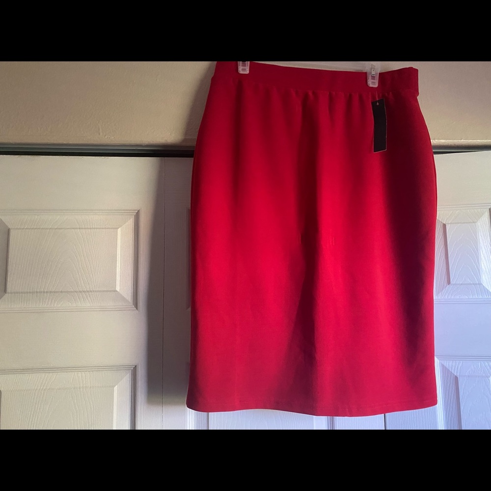 Red pencil skirt